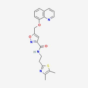 molecular formula C21H20N4O3S B5975167 N-[2-(4,5-dimethyl-1,3-thiazol-2-yl)ethyl]-5-[(8-quinolinyloxy)methyl]-3-isoxazolecarboxamide 