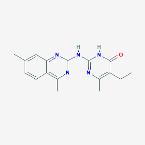 molecular formula C17H19N5O B5975190 2-[(4,7-dimethyl-2-quinazolinyl)amino]-5-ethyl-6-methyl-4(3H)-pyrimidinone 