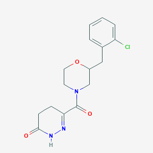 molecular formula C16H18ClN3O3 B5975219 6-{[2-(2-chlorobenzyl)-4-morpholinyl]carbonyl}-4,5-dihydro-3(2H)-pyridazinone 