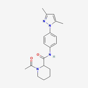 molecular formula C19H24N4O2 B5975227 1-acetyl-N-[4-(3,5-dimethyl-1H-pyrazol-1-yl)phenyl]-2-piperidinecarboxamide 