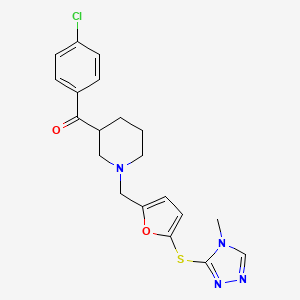molecular formula C20H21ClN4O2S B5975255 (4-chlorophenyl)[1-({5-[(4-methyl-4H-1,2,4-triazol-3-yl)thio]-2-furyl}methyl)-3-piperidinyl]methanone 