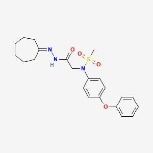 molecular formula C22H27N3O4S B5975257 N-[2-(2-cycloheptylidenehydrazino)-2-oxoethyl]-N-(4-phenoxyphenyl)methanesulfonamide 