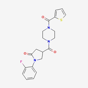 molecular formula C20H20FN3O3S B5975267 1-(2-fluorophenyl)-4-{[4-(2-thienylcarbonyl)-1-piperazinyl]carbonyl}-2-pyrrolidinone 
