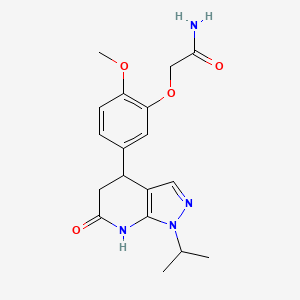 molecular formula C18H22N4O4 B5975269 2-[5-(1-isopropyl-6-oxo-4,5,6,7-tetrahydro-1H-pyrazolo[3,4-b]pyridin-4-yl)-2-methoxyphenoxy]acetamide 