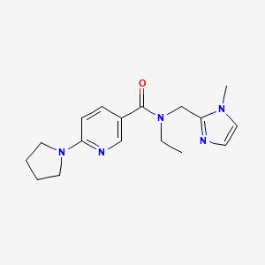 molecular formula C17H23N5O B5975298 N-ethyl-N-[(1-methyl-1H-imidazol-2-yl)methyl]-6-(1-pyrrolidinyl)nicotinamide 