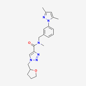 molecular formula C21H26N6O2 B5975306 N-[3-(3,5-dimethyl-1H-pyrazol-1-yl)benzyl]-N-methyl-1-(tetrahydro-2-furanylmethyl)-1H-1,2,3-triazole-4-carboxamide 