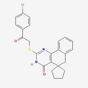molecular formula C24H21ClN2O2S B5975321 2-{[2-(4-chlorophenyl)-2-oxoethyl]thio}-3H-spiro[benzo[h]quinazoline-5,1'-cyclopentan]-4(6H)-one 