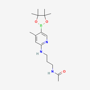molecular formula C17H28BN3O3 B597533 n-(3-(4-Methyl-5-(4,4,5,5-tetramethyl-1,3,2-dioxaborolan-2-yl)pyridin-2-ylamino)propyl)acetamide CAS No. 1354911-10-6