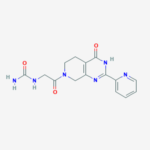 molecular formula C15H16N6O3 B5975371 N-{2-oxo-2-[4-oxo-2-(2-pyridinyl)-4,5,6,8-tetrahydropyrido[3,4-d]pyrimidin-7(3H)-yl]ethyl}urea 