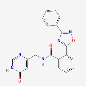 molecular formula C20H15N5O3 B5975404 N-[(6-oxo-1,6-dihydropyrimidin-4-yl)methyl]-2-(3-phenyl-1,2,4-oxadiazol-5-yl)benzamide 