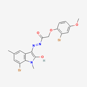 molecular formula C19H17Br2N3O4 B5975491 N'-(7-bromo-1,5-dimethyl-2-oxo-1,2-dihydro-3H-indol-3-ylidene)-2-(2-bromo-4-methoxyphenoxy)acetohydrazide 