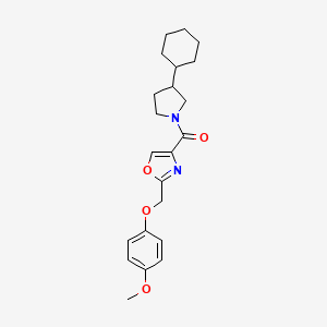 molecular formula C22H28N2O4 B5975499 4-[(3-cyclohexyl-1-pyrrolidinyl)carbonyl]-2-[(4-methoxyphenoxy)methyl]-1,3-oxazole 