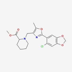 methyl 1-{[2-(6-chloro-1,3-benzodioxol-5-yl)-5-methyl-1,3-oxazol-4-yl]methyl}-2-piperidinecarboxylate