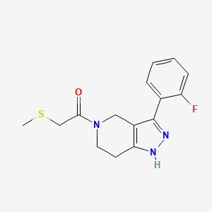 molecular formula C15H16FN3OS B5975528 3-(2-fluorophenyl)-5-[(methylthio)acetyl]-4,5,6,7-tetrahydro-1H-pyrazolo[4,3-c]pyridine 