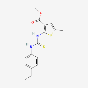molecular formula C16H18N2O2S2 B5975548 methyl 2-({[(4-ethylphenyl)amino]carbonothioyl}amino)-5-methyl-3-thiophenecarboxylate 