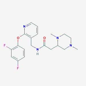 molecular formula C20H24F2N4O2 B5975575 N-{[2-(2,4-difluorophenoxy)-3-pyridinyl]methyl}-2-(1,4-dimethyl-2-piperazinyl)acetamide 