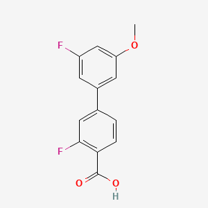 molecular formula C14H10F2O3 B597558 2-Fluoro-4-(3-fluoro-5-methoxyphenyl)benzoic acid CAS No. 1365272-82-7