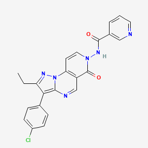 molecular formula C23H17ClN6O2 B5975595 N-[3-(4-chlorophenyl)-2-ethyl-6-oxopyrazolo[1,5-a]pyrido[3,4-e]pyrimidin-7(6H)-yl]nicotinamide 