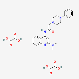 molecular formula C27H31N5O9 B5975624 N-[2-(dimethylamino)-4-quinolinyl]-2-(4-phenyl-1-piperazinyl)acetamide diethanedioate 