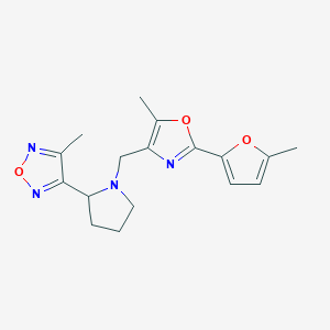 molecular formula C17H20N4O3 B5975629 3-methyl-4-(1-{[5-methyl-2-(5-methyl-2-furyl)-1,3-oxazol-4-yl]methyl}-2-pyrrolidinyl)-1,2,5-oxadiazole 