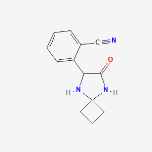 molecular formula C13H13N3O B597564 2-(7-氧代-5,8-二氮杂螺[3.4]辛-6-基)苯甲腈 CAS No. 1272755-93-7