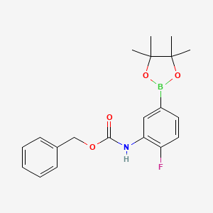 molecular formula C20H23BFNO4 B597566 3-(Benzyloxycarbonylamino)-4-fluorophenylboronic acid, pinacol ester CAS No. 1256359-14-4