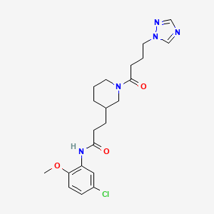 molecular formula C21H28ClN5O3 B5975704 N-(5-chloro-2-methoxyphenyl)-3-{1-[4-(1H-1,2,4-triazol-1-yl)butanoyl]-3-piperidinyl}propanamide 
