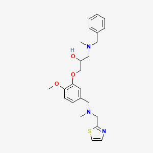 molecular formula C24H31N3O3S B5975707 1-[benzyl(methyl)amino]-3-(2-methoxy-5-{[methyl(1,3-thiazol-2-ylmethyl)amino]methyl}phenoxy)-2-propanol 
