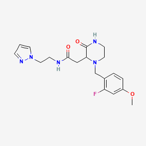 molecular formula C19H24FN5O3 B5975734 2-[1-(2-fluoro-4-methoxybenzyl)-3-oxo-2-piperazinyl]-N-[2-(1H-pyrazol-1-yl)ethyl]acetamide 