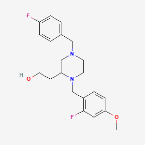 molecular formula C21H26F2N2O2 B5975739 2-[4-(4-fluorobenzyl)-1-(2-fluoro-4-methoxybenzyl)-2-piperazinyl]ethanol 