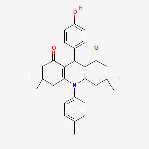 molecular formula C30H33NO3 B5975758 9-(4-hydroxyphenyl)-3,3,6,6-tetramethyl-10-(4-methylphenyl)-3,4,6,7,9,10-hexahydro-1,8(2H,5H)-acridinedione 
