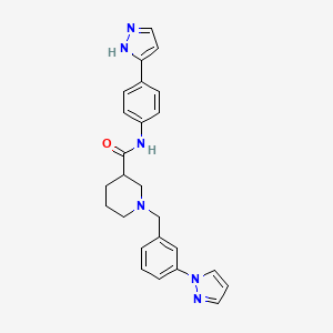 molecular formula C25H26N6O B5975784 1-[3-(1H-pyrazol-1-yl)benzyl]-N-[4-(1H-pyrazol-5-yl)phenyl]-3-piperidinecarboxamide 