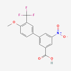 molecular formula C15H10F3NO5 B597587 3-(4-Methoxy-3-trifluoromethylphenyl)-5-nitrobenzoic acid CAS No. 1261911-36-7