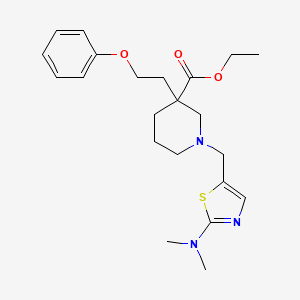 molecular formula C22H31N3O3S B5975916 ethyl 1-{[2-(dimethylamino)-1,3-thiazol-5-yl]methyl}-3-(2-phenoxyethyl)-3-piperidinecarboxylate 