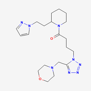 molecular formula C20H32N8O2 B5975926 4-{[1-(4-oxo-4-{2-[2-(1H-pyrazol-1-yl)ethyl]-1-piperidinyl}butyl)-1H-tetrazol-5-yl]methyl}morpholine 