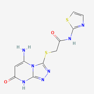 molecular formula C10H9N7O2S2 B5975937 2-[(5-amino-7-hydroxy[1,2,4]triazolo[4,3-a]pyrimidin-3-yl)thio]-N-1,3-thiazol-2-ylacetamide 