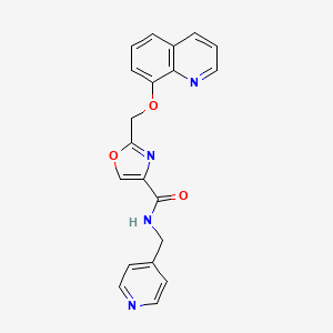 molecular formula C20H16N4O3 B5975966 N-(4-pyridinylmethyl)-2-[(8-quinolinyloxy)methyl]-1,3-oxazole-4-carboxamide 