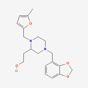 molecular formula C20H26N2O4 B5975973 2-{4-(1,3-benzodioxol-4-ylmethyl)-1-[(5-methyl-2-furyl)methyl]-2-piperazinyl}ethanol 