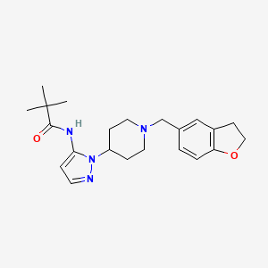 molecular formula C22H30N4O2 B5976006 N-{1-[1-(2,3-dihydro-1-benzofuran-5-ylmethyl)-4-piperidinyl]-1H-pyrazol-5-yl}-2,2-dimethylpropanamide 
