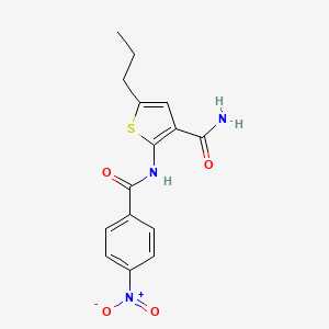 molecular formula C15H15N3O4S B5976010 2-[(4-nitrobenzoyl)amino]-5-propyl-3-thiophenecarboxamide 