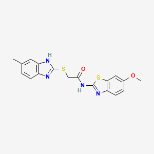 molecular formula C18H16N4O2S2 B5976015 N-(6-methoxy-1,3-benzothiazol-2-yl)-2-[(5-methyl-1H-benzimidazol-2-yl)thio]acetamide 