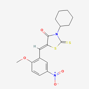 molecular formula C17H18N2O4S2 B5976031 3-cyclohexyl-5-(2-methoxy-5-nitrobenzylidene)-2-thioxo-1,3-thiazolidin-4-one 