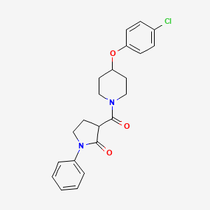 molecular formula C22H23ClN2O3 B5976042 3-{[4-(4-chlorophenoxy)-1-piperidinyl]carbonyl}-1-phenyl-2-pyrrolidinone 