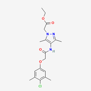 molecular formula C19H24ClN3O4 B5976062 ethyl (4-{[(4-chloro-3,5-dimethylphenoxy)acetyl]amino}-3,5-dimethyl-1H-pyrazol-1-yl)acetate 