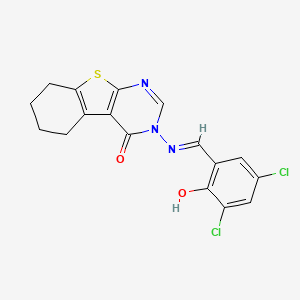 molecular formula C17H13Cl2N3O2S B5976081 3-[(3,5-dichloro-2-hydroxybenzylidene)amino]-5,6,7,8-tetrahydro[1]benzothieno[2,3-d]pyrimidin-4(3H)-one 