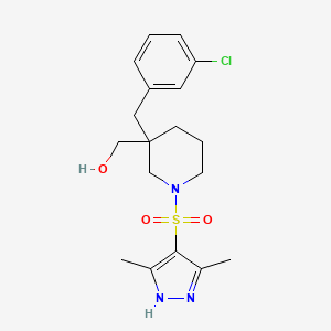 molecular formula C18H24ClN3O3S B5976093 {3-(3-chlorobenzyl)-1-[(3,5-dimethyl-1H-pyrazol-4-yl)sulfonyl]-3-piperidinyl}methanol 