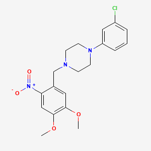 molecular formula C19H22ClN3O4 B5976106 1-(3-chlorophenyl)-4-(4,5-dimethoxy-2-nitrobenzyl)piperazine 