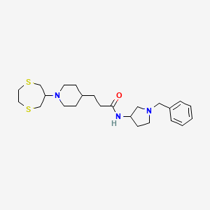 molecular formula C24H37N3OS2 B5976121 N-(1-benzyl-3-pyrrolidinyl)-3-[1-(1,4-dithiepan-6-yl)-4-piperidinyl]propanamide 