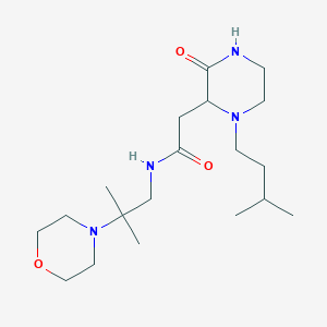 molecular formula C19H36N4O3 B5976146 2-[1-(3-methylbutyl)-3-oxo-2-piperazinyl]-N-[2-methyl-2-(4-morpholinyl)propyl]acetamide 