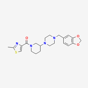 molecular formula C22H28N4O3S B5976157 1-(1,3-benzodioxol-5-ylmethyl)-4-{1-[(2-methyl-1,3-thiazol-4-yl)carbonyl]-3-piperidinyl}piperazine 
